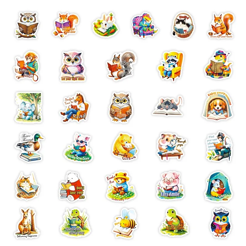 56 stuks cartoon gepersonaliseerde dierenlezing creatieve doodle decoratieve stickers
