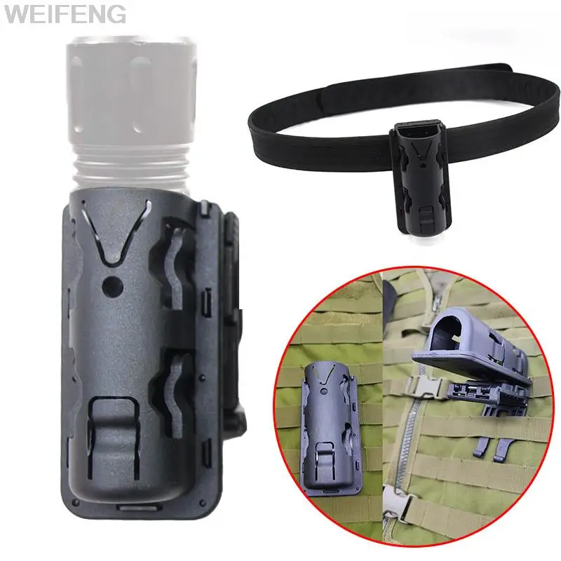 Tactical Flashlight Holster Holder Pouch Protable LED Torch Case 360 Degree Rotatable Molle Belt Carry Clip