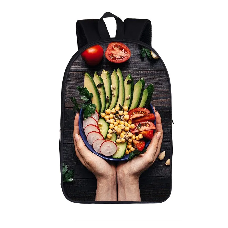 Vegetarianism Fruit Backpack Vegetable Vegan Women Men Travel Bag Children School Bag Girls Boys Daily Casual Backpack Bookbag