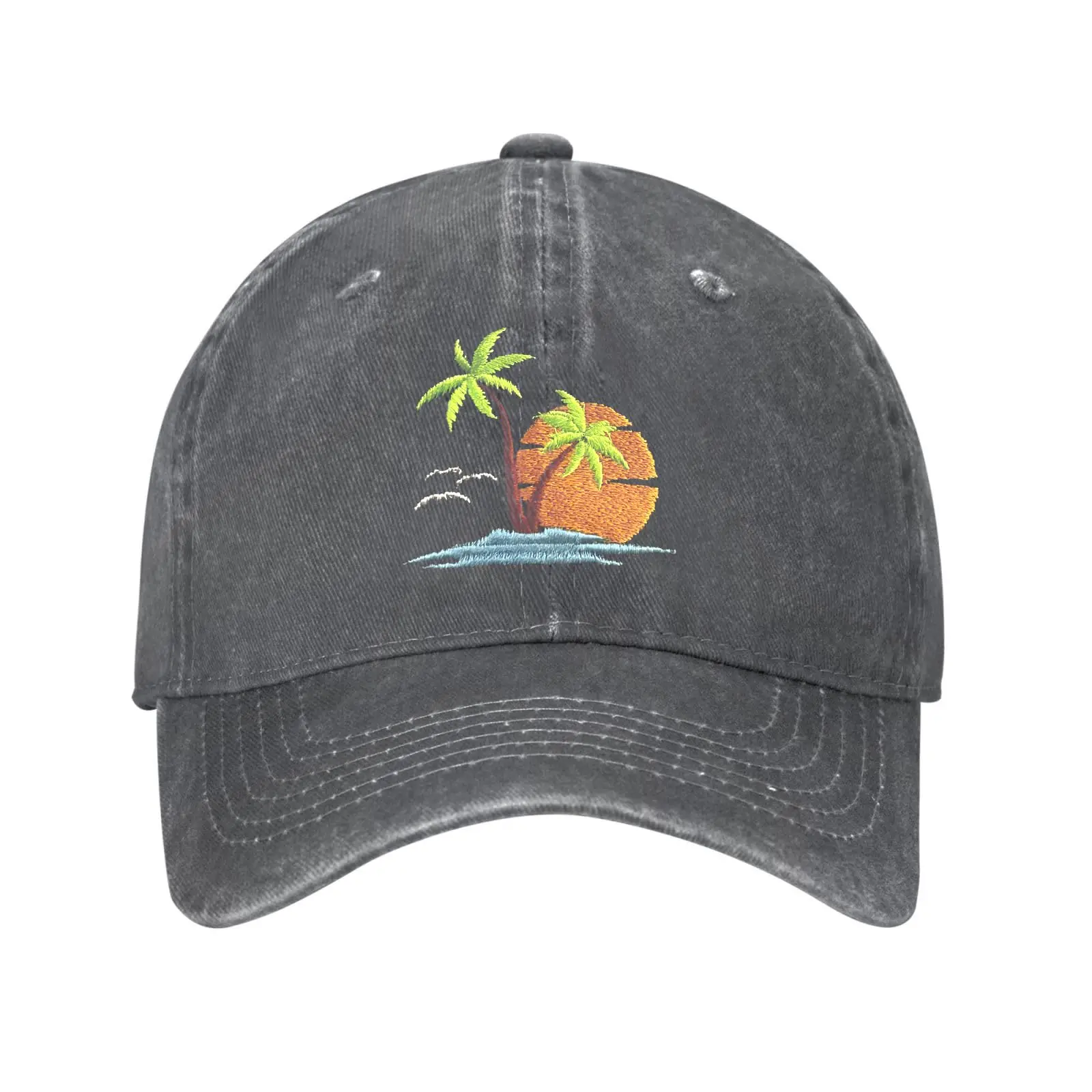 Palm Tree Baseball Cap for Men Women Adjustable Printing Washed Baseball Hats for Travel