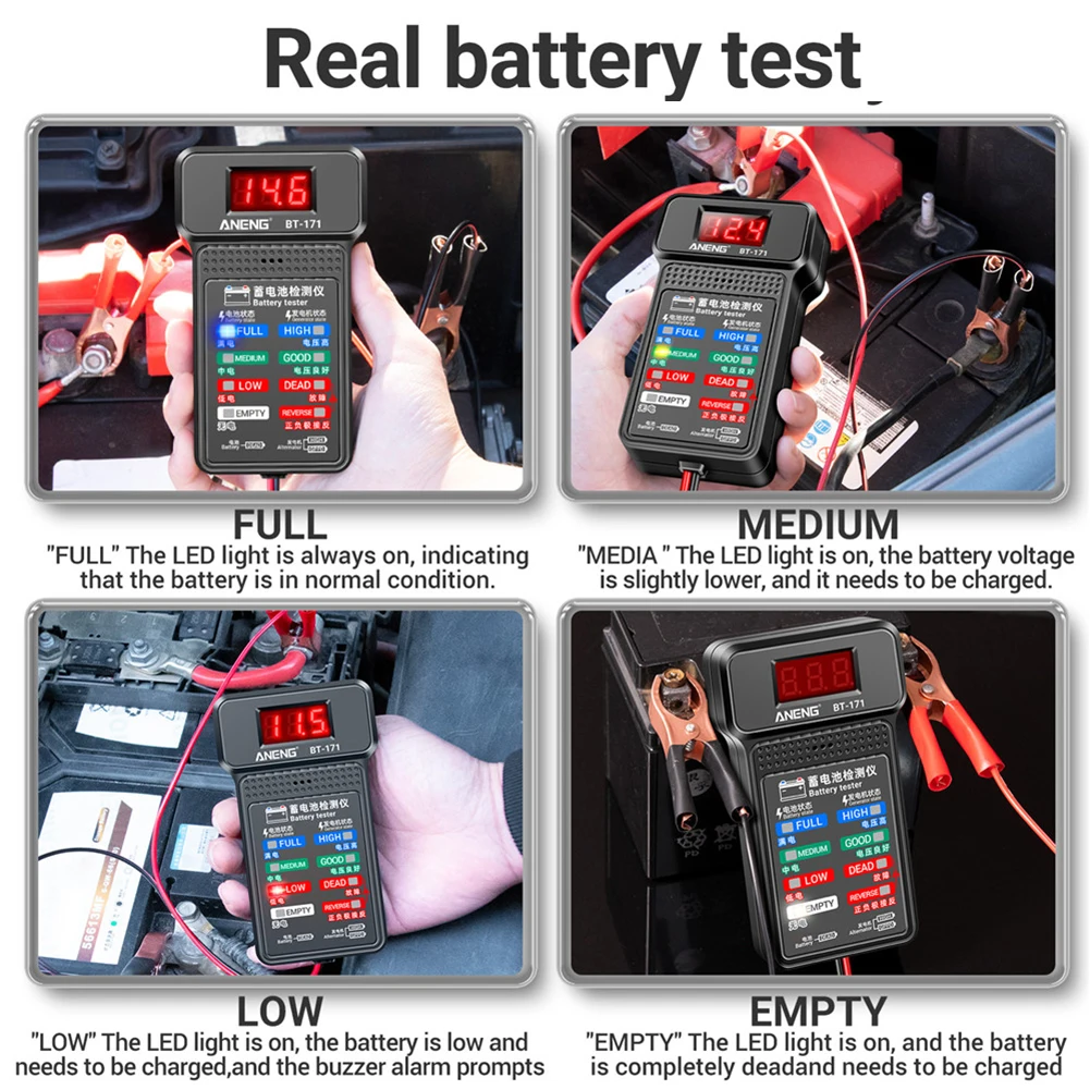 12V 100-2000CCA Car Battery Tester Auto Cranking And Charging System Battery Alternator With LCD Screen Automatic Car Tools