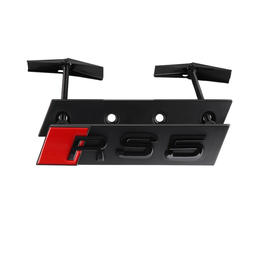3D ABS Chrom Schwarz S Logo Kühlergrill-Emblem Aufkleber Auto Frontgrill-Abzeichen Dekoration für Audi RS3 RS4 RS5 RS6 RS7 S3 S4 S5 S6 S7 S8