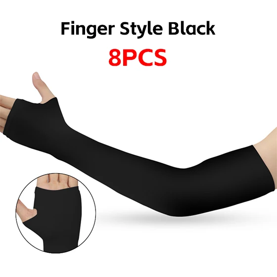 1 par de mangas para brazos de ciclismo con protección UV, guantes largos sin dedos para correr, pescar, montar a caballo, jugar al golf, practicar deportes al aire libre y calentar las manos._voghion.com
