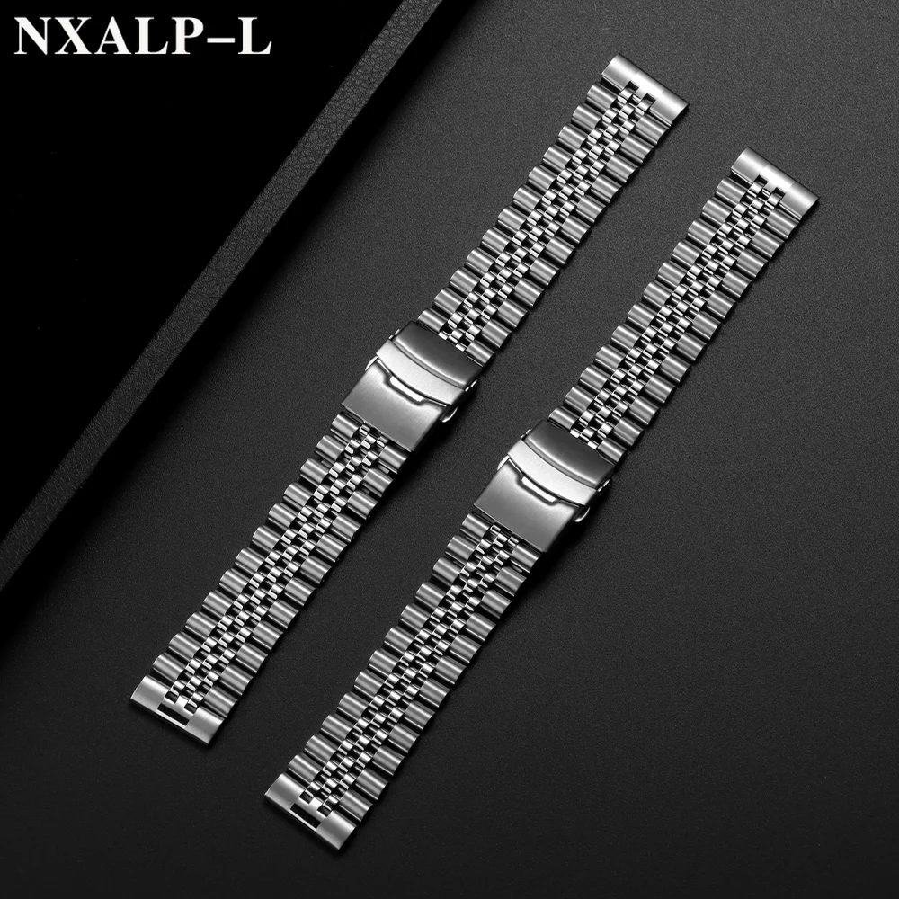 Straight End Solid Stainless Steel Strap for Seiko SKX007 SKX009 for Jubilee Metal Watch band 18/19/20/21/22/23/24mm Bracelet
