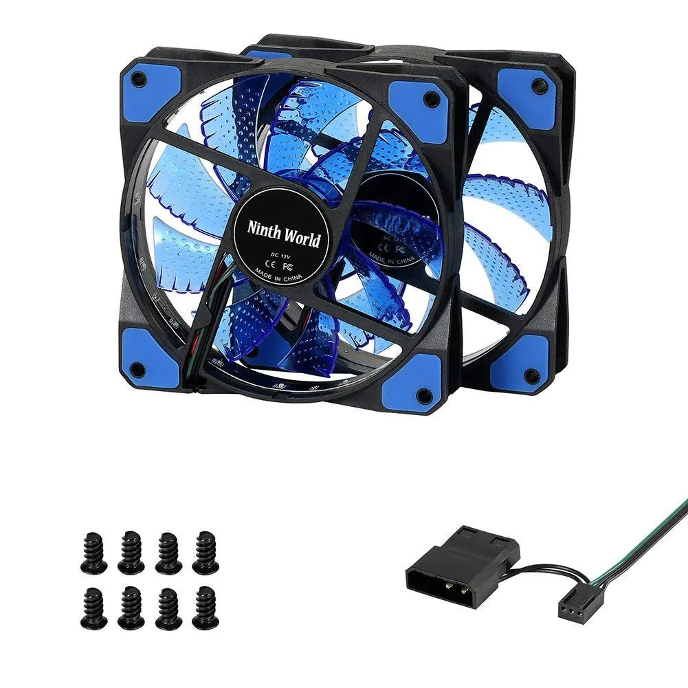 コンピューター用120mm LED静音ケースファン、15個のLEDライト付き、12V CPUクーラー、クーラーマスター冷却ファン、DC 12V、4ピンおよび3ピンコネクタ