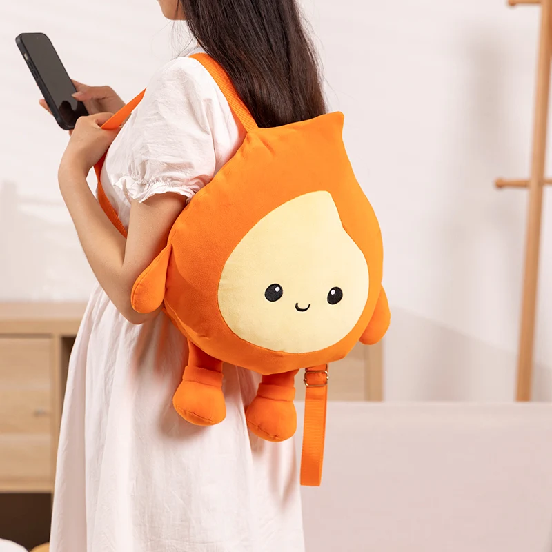 

30 см мультфильм маленький огненный человечек плюшевая кукла рюкзак милый капля воды человек плюшевый рюкзак пара плюшевый рюкзак на одно плечо