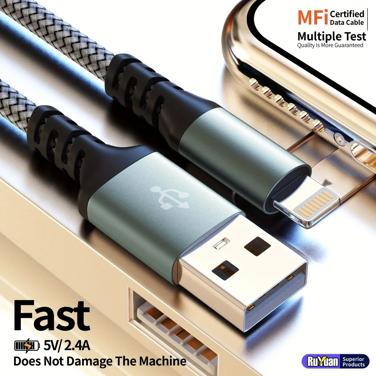 كابل شحن LAIHONEN MFI USB إلى Lightning لهاتف iPhone 13 12 11 Pro Max SE X 8 7 6 كابل مزامنة البيانات السريع لجهاز iPad Mini #5