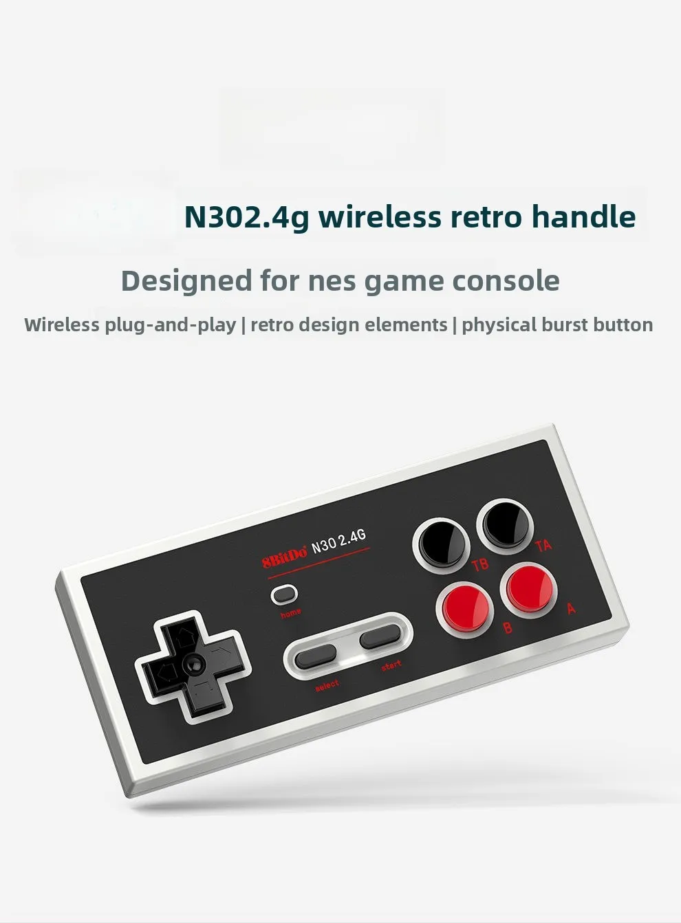 

N30 NES Retro Controller, 2.4G Wireless Gamepad with Turbo & Plug-and-Play Design