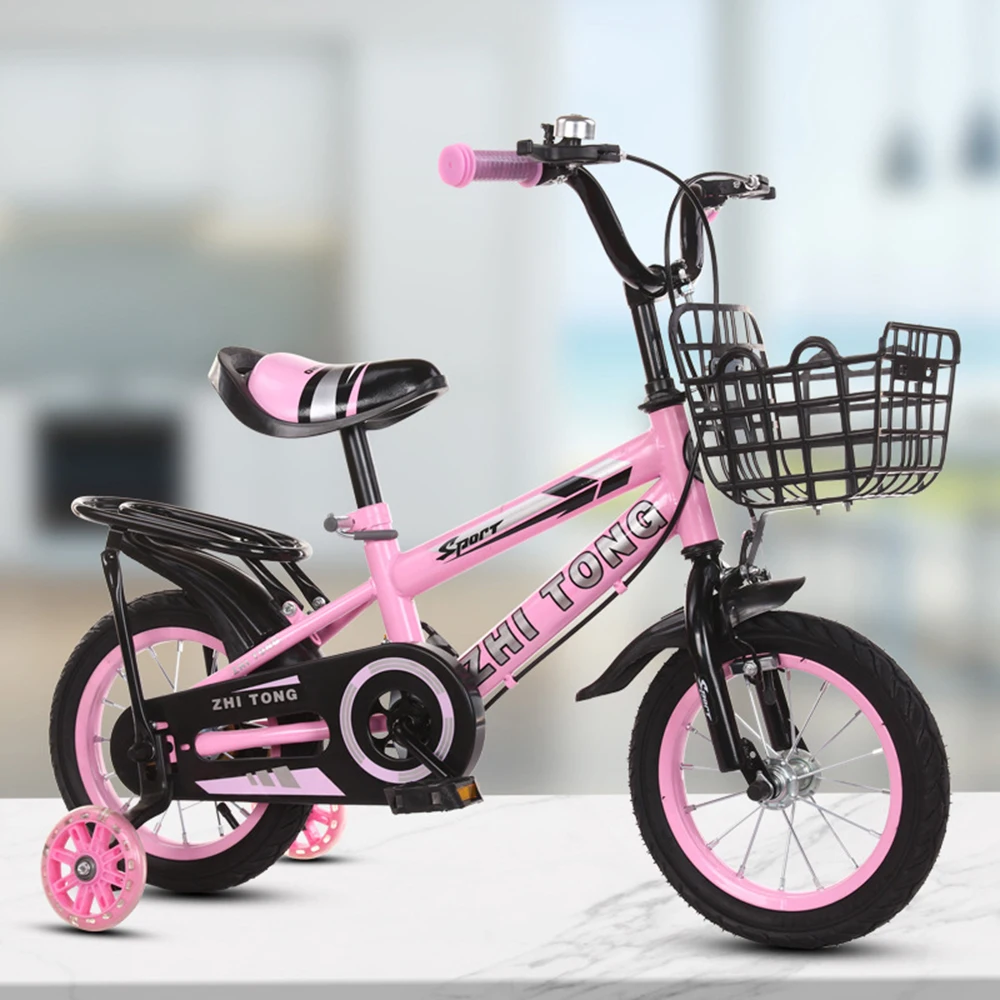 16 Inch Children Bike Boys Girls Toddler Bicycle Adjustable Height Kid Bicycle with Detachable Basket for 2-7 Years Old