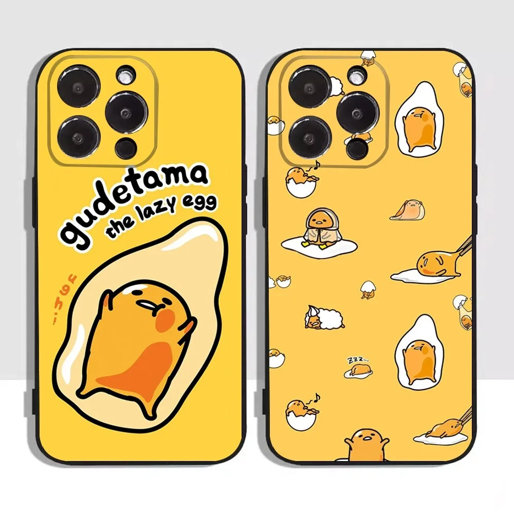 Cartoon G-Gudetama-S Phone Case For Apple iPhone 15,14,13,12,11,XS,XR,X,8,7,Pro,Max,Plus,mini Silicone Black Cover