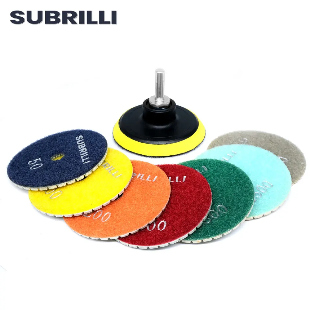 9pcs 3inch Diamond Polishing Pad Granite Marble Turtle for Grinding Flexible Resin Bond Sanding Disc Stone Concrete Polisher Pad