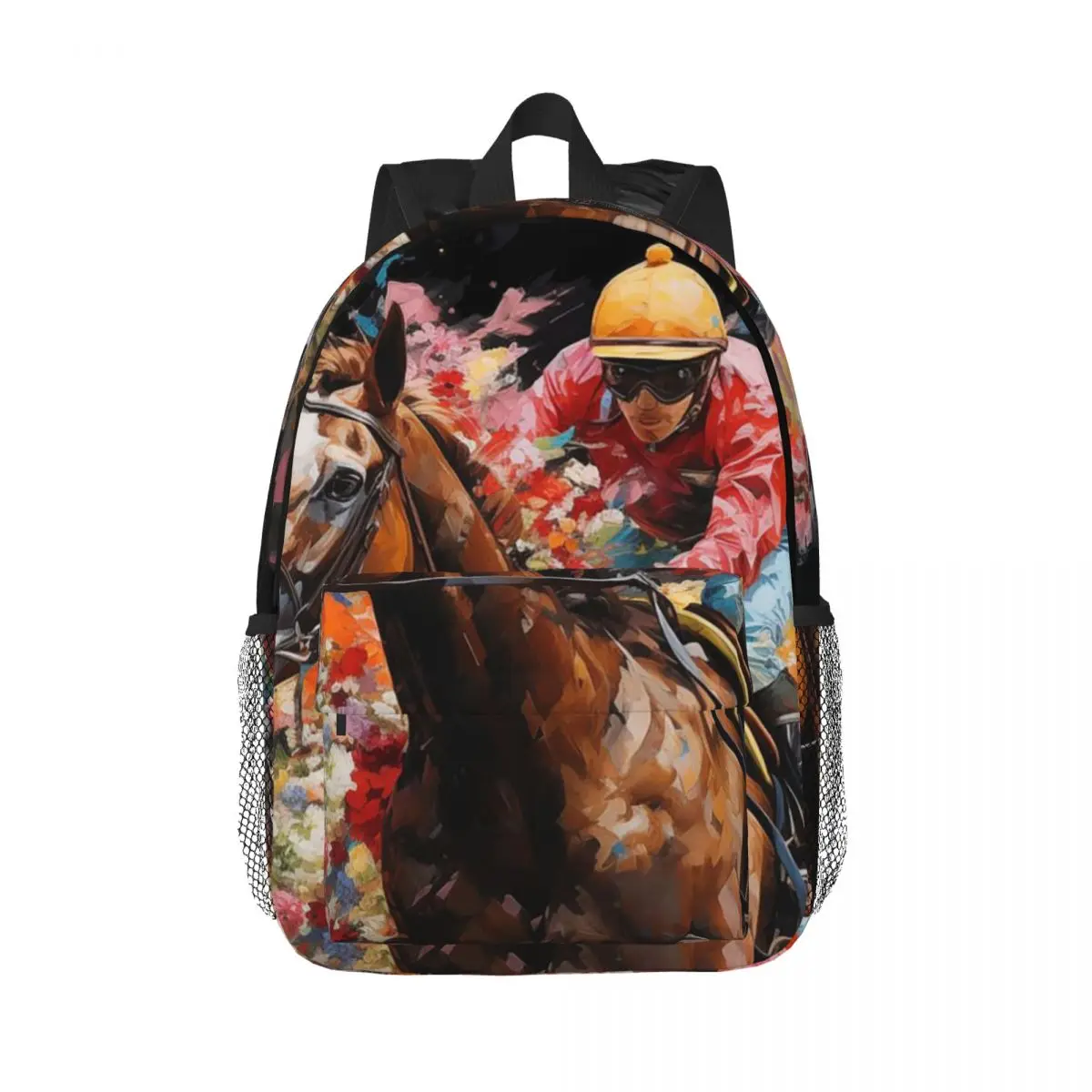 Vibrant Equestrian Horse Racing Backpack Daypack Large Capacity Boys Girls BookBag Shoulder Bags for Unisex Children School Bag