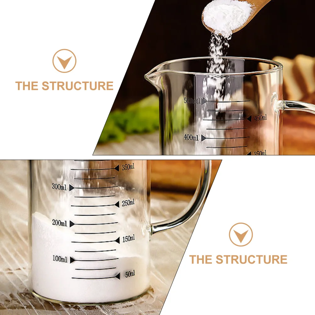 

1 Set Thickened Glass Measuring Cup Wide Mouth With Lid For Milk Juice Oil Cream Household Use Multi-Function Measuring Glass