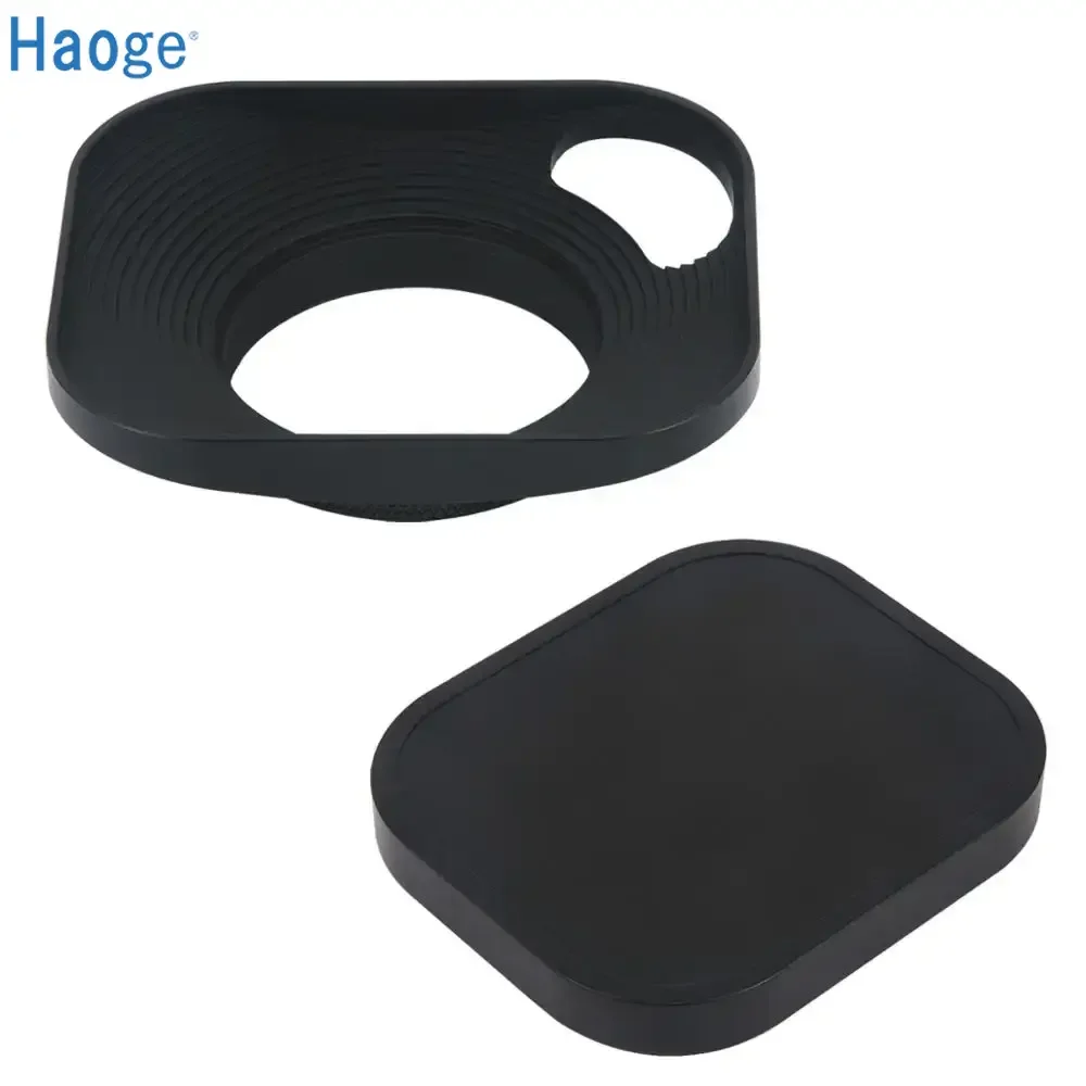 Haoge-parasol de objetivo de Metal de 39mm, capucha hueca diseñada + tapa para cámara de telémetro Leica con filtro E39 de 39mm, lente de rosca negra