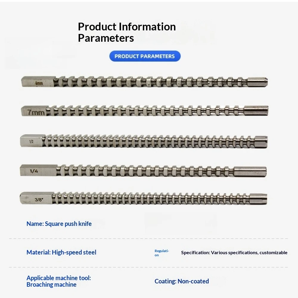 Square Push Broach, Small Diameter Compound Broach, M2 HSS Internal Broach Tool,  Metric
