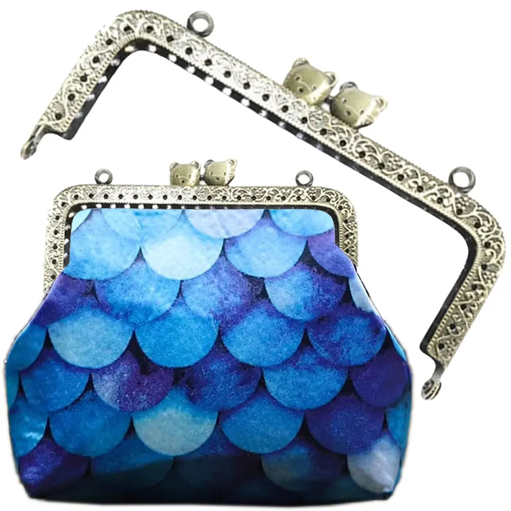 

10pcs 8.5CM 10.5CM 12.5CM Cat Metal Purse Frame Handle for Clutch Bag Handbag Accessories Making Kiss Clasp Lock Bronze Bags