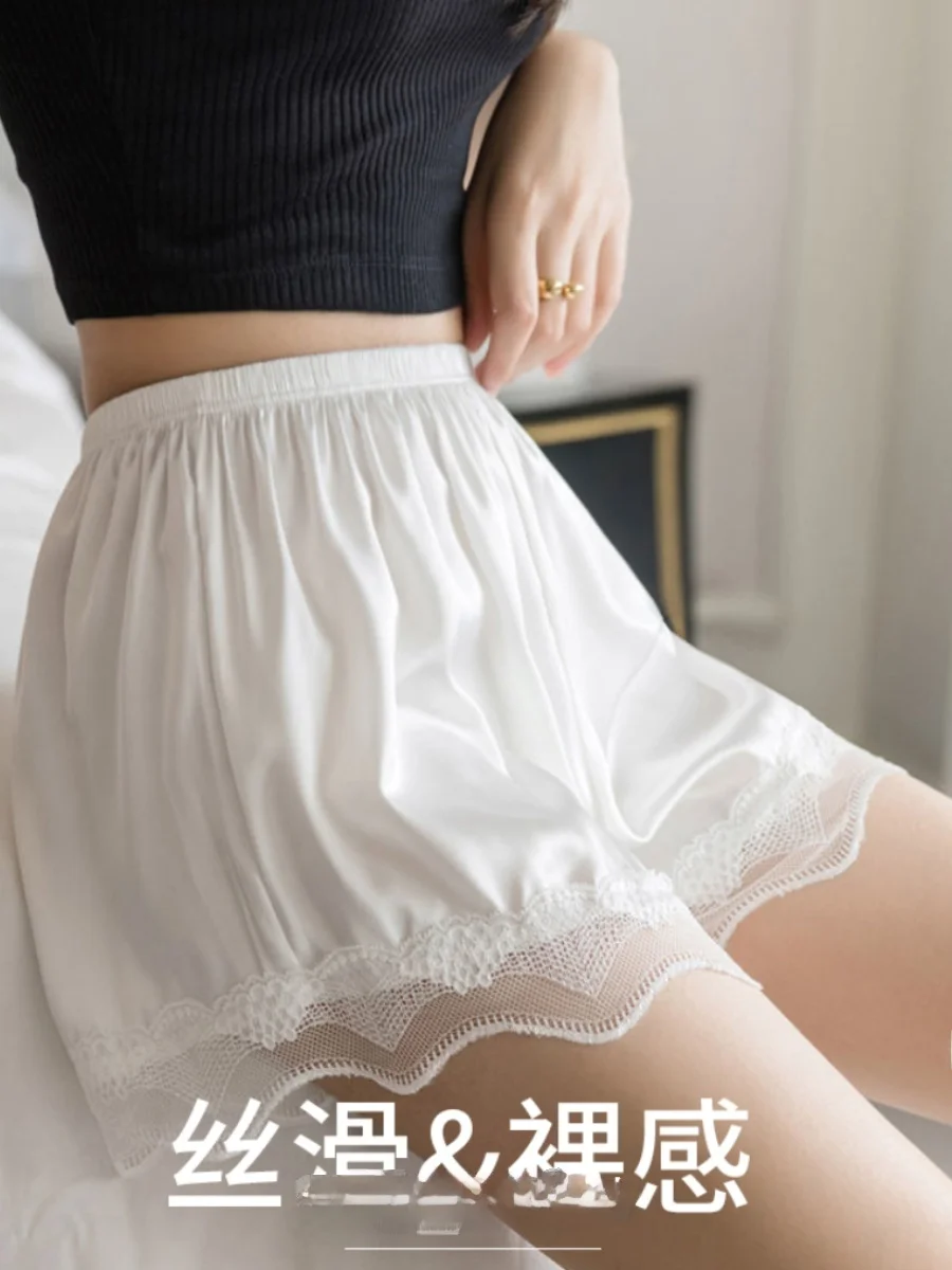 

plus Size Safety Pants Women's Lace Patchwork Anti-Light Loose Elastic Waist Casual Sleepwear Summer Pear Body Type