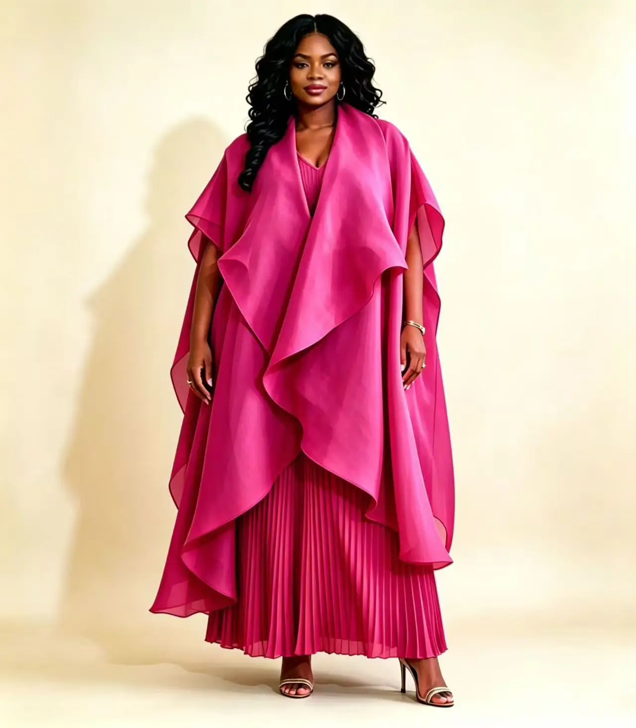 

2026 New Miyake Pleated Suit Women's Clothing Sun Pleated + Short-sleeved Top + Organza Shawl Three-piece Pants Set