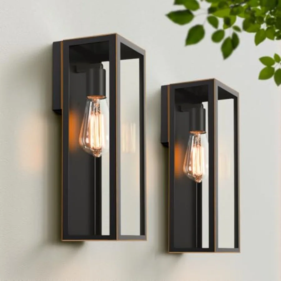 

2-Pack Outdoor Wall Lanterns Exterior Waterproof Outdoor Lights with Glass Shades Porch Lights Wall Mounted Anti-Rust E26 Moder
