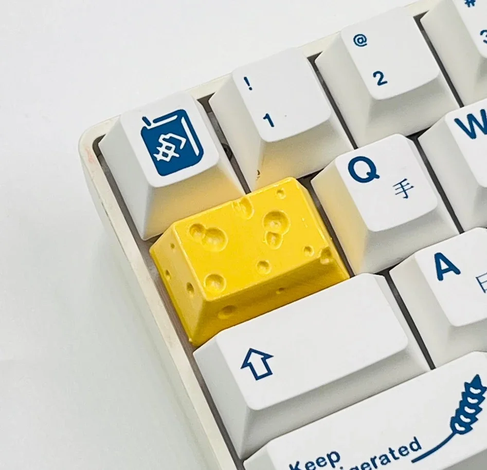 Queijo Resina Keycaps Adequado para Teclado Mecânico, Creme Teclas Amarelas, Material Personalizado, 1.5U 2U 2.75U