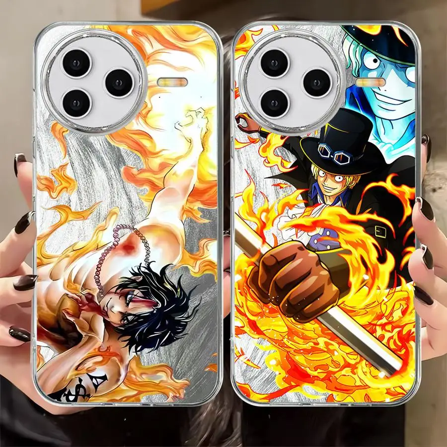 Funda de teléfono suave para Xiaomi Redmi Note 12S 13 14 Pro Plus 14S 11S 11 12 Pro One Piece Flame Ace Sanji