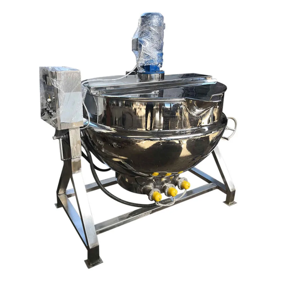 100 Liter Stainless Steel Tilting Gas Heating Jacketed Kettle With Scraper Agitator