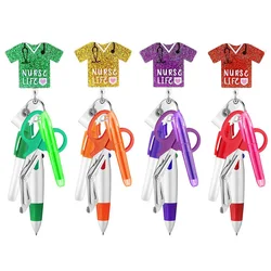 1 set Nurse Pen Set Accessories Include 1 Mini Highlighter 1 Colored Markers 1 Ballpoint Pen 1 Nursing Scissors with 1 Badge Ree