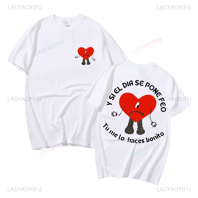 الولايات المتحدة الأمريكية المغني باد الأرنب UN VERANO SIN TI القطن الرسومات Camisetas مضحك الهيب هوب قمصان ألبوم الموسيقى مزدوجة الوجهين للجنسين بلايز المحملة