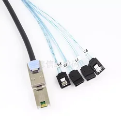 External Mini SAS 36Pin (SFF-8088) Male to 4 SATA 7Pin Female w/latch controller Cable