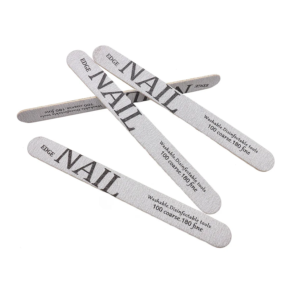 10PCS Grey Wooden Nail File 100 180 Professional Nail Files Reusable Double Sided Emery Board Buffer Manicure Kit Salon Home Use