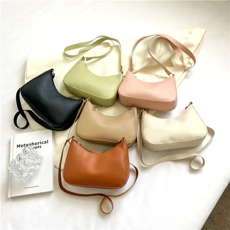 Fashionable and Trendy Solid-Color Handbag, Simple and New Small Square Bag, Stylish and High-Quality Single-Shoulder Armpit Bag