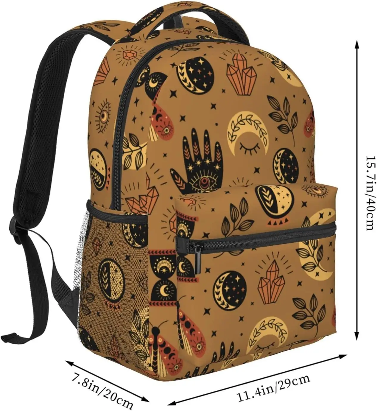 School Backpack Tarot Moon Butterfly Magic Goth for Women Girl Student Bookbag Durable Casual Daypack Teens College Hiking