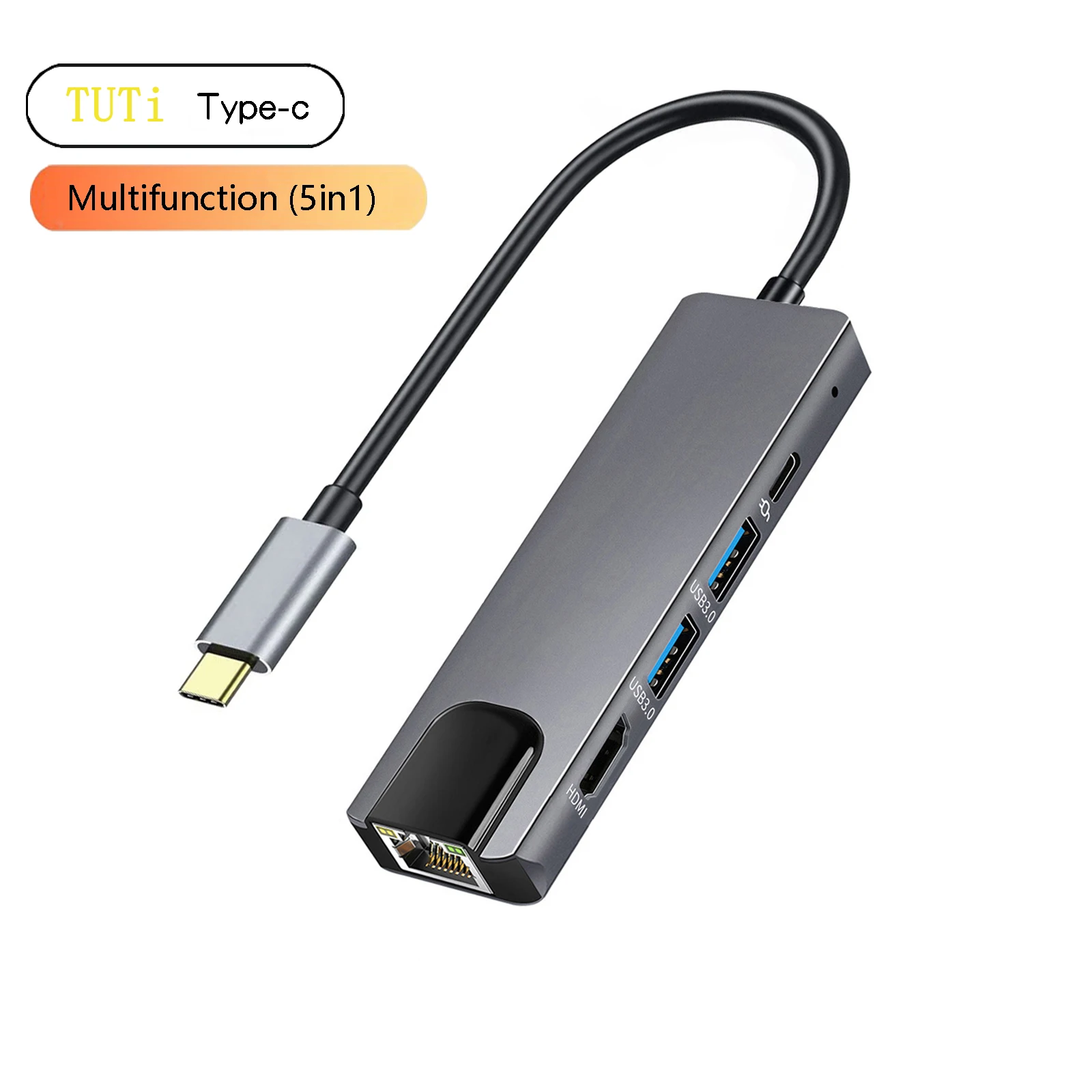

USB Hub LAN HDMI Type C Hub Adapter [4K HDMI+USB 3.0*2+1000Mbps RJ45+ PD] , For MacBook Pro, Chromebook, XPS, and USB C Devices