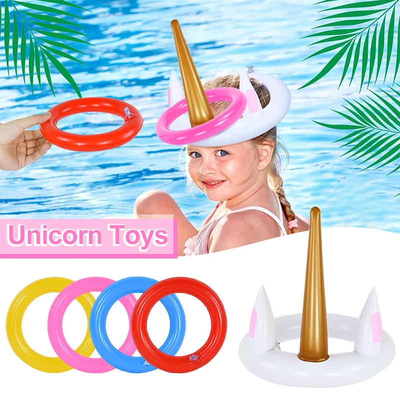 Einhorn Aufblasbare Ring Werfen Spiel Spielzeug Kinder Geburtstag Party Gefälligkeiten Geschenke Hawaiian Sommer Strand Pool Party Dekoration Lieferungen