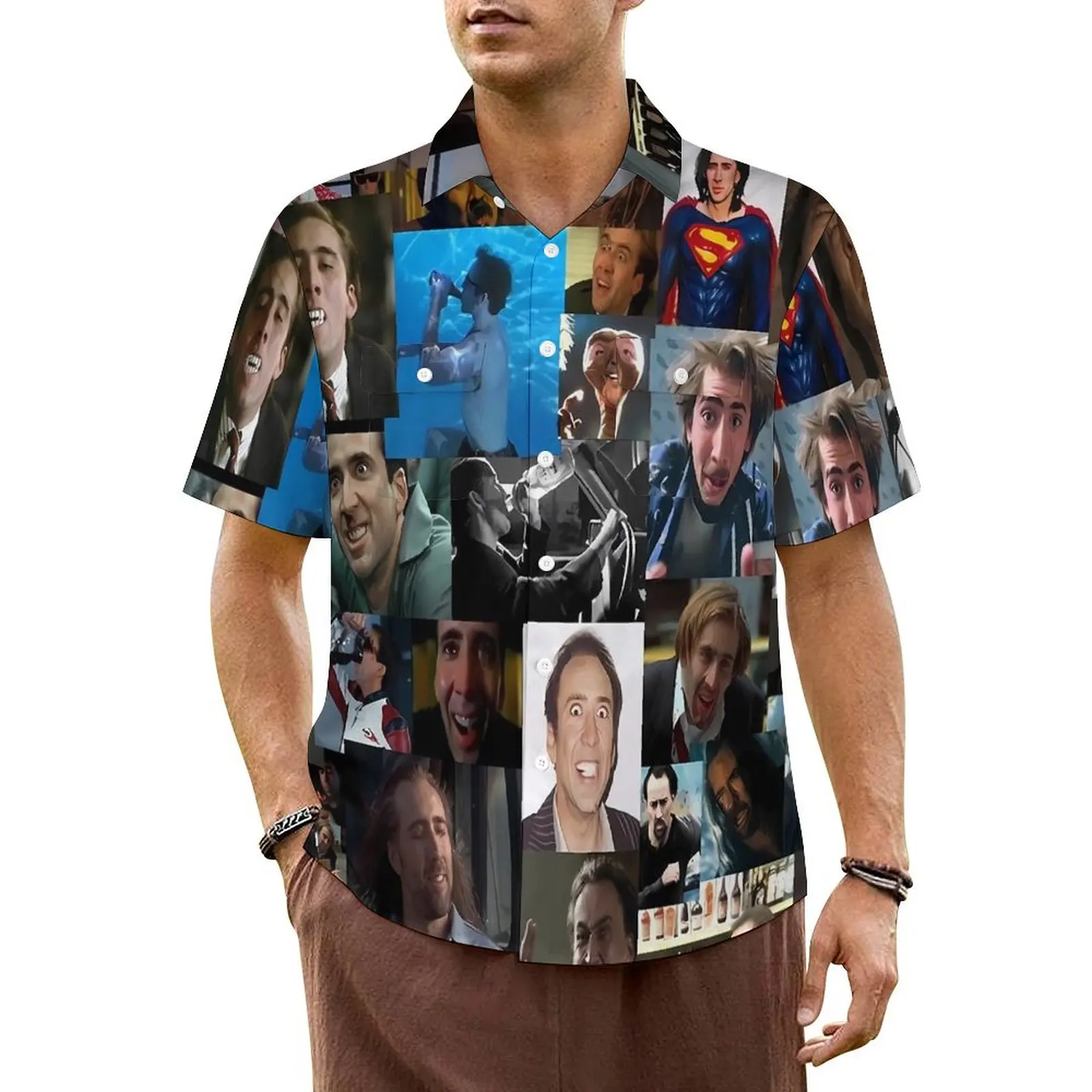 

Nicolas Cage Vacation Shirt Funny Nicolas Hawaiian Casual Shirts Mens Elegant Blouses Short Sleeve Korean Fashion Design Top