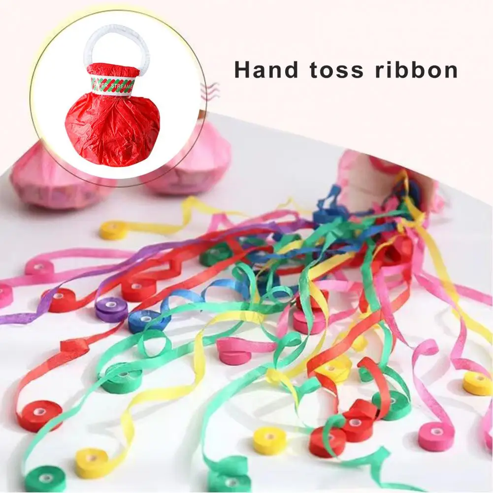 5Pcs Wedding Throw Streamers Colorful Hand Throw Confetti Poppers Birthday Paper Hand Throw Ribbon Graduation Party Decorations