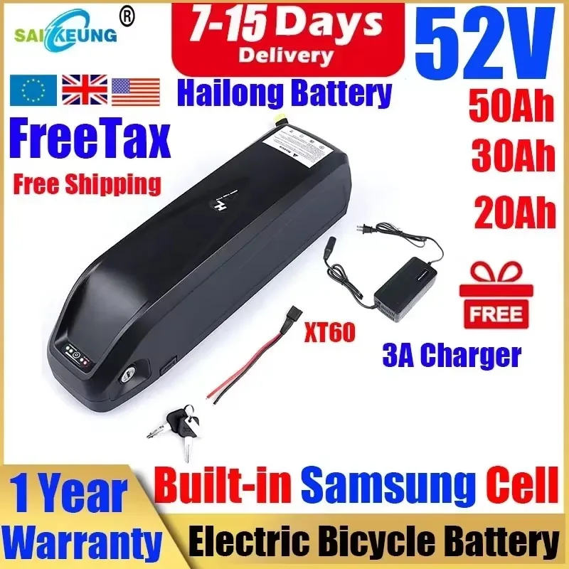 

Электрический велосипед 52v20ah Downtube Hailong 36v 48v Аккумулятор EBike Bateria 1500w 2000W Bafang Batterie 25ah 30ah40ah 50ah 60ah Аккумулятор