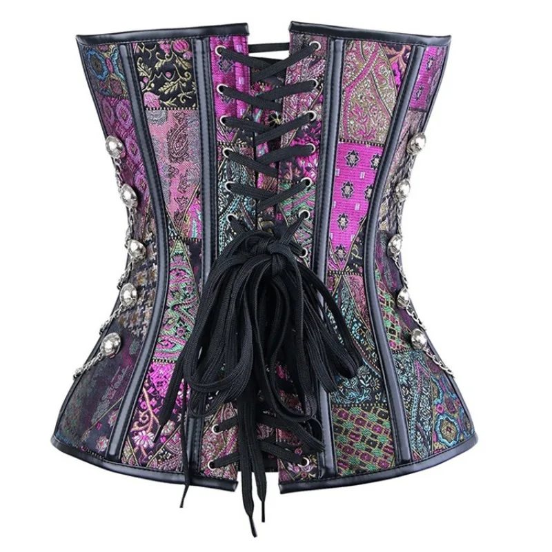 Purple Corset And Bustier Steampunk Clothing Women Top Plus Size Vintage Outerwear Corselet Overbust Pirate Costume