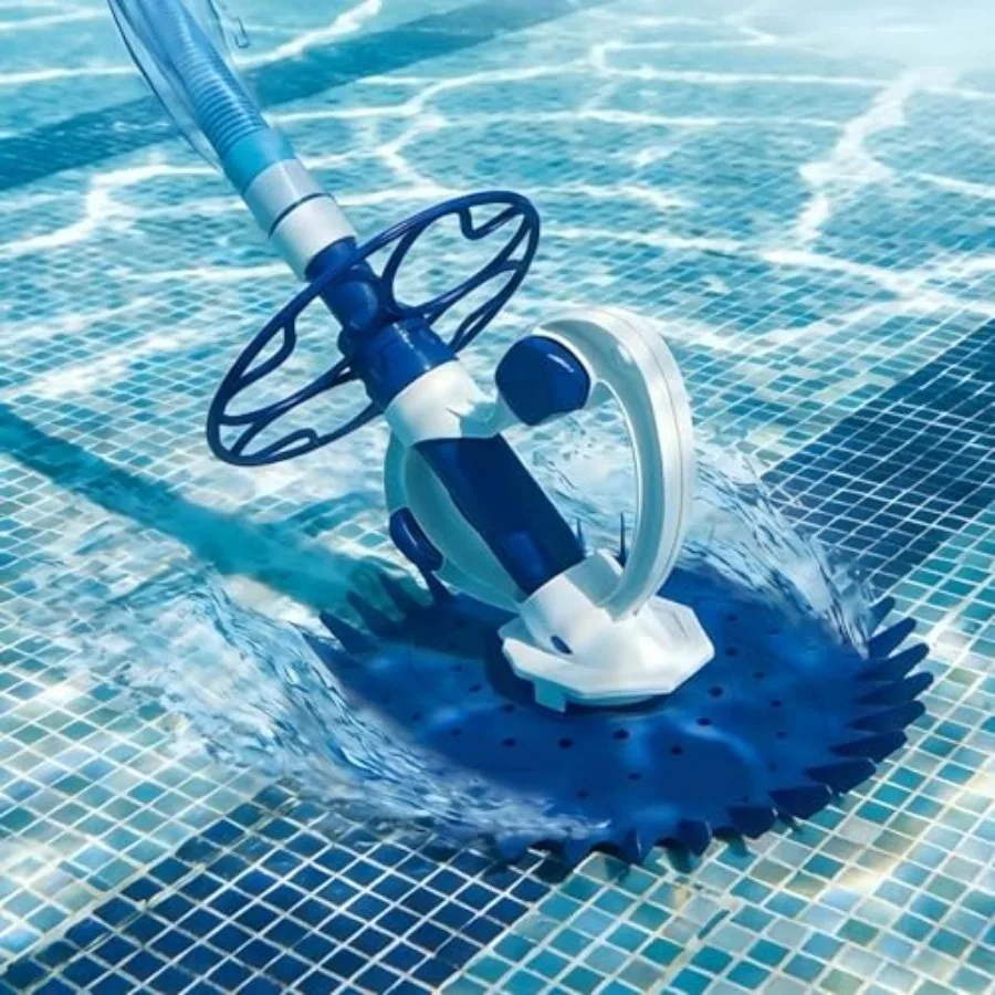 

Inground above ground pool cleaner: suction-side vacuum sweeper with 33FT hose PVC material blue color wall-climbing for spotle