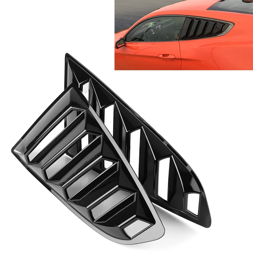 

For Ford Mustang Car Side Window Louvers 2015 2016 2017 2018 ABS Plastic Gloss Black