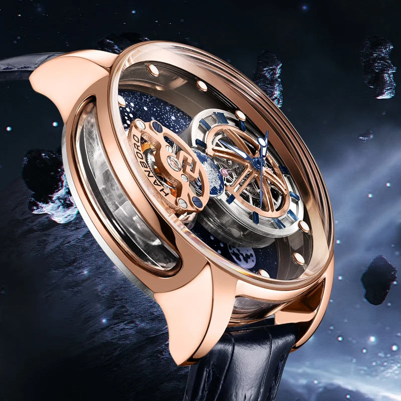 HANBORO Men's Hollow out Fully Automatic Mechanical Watch