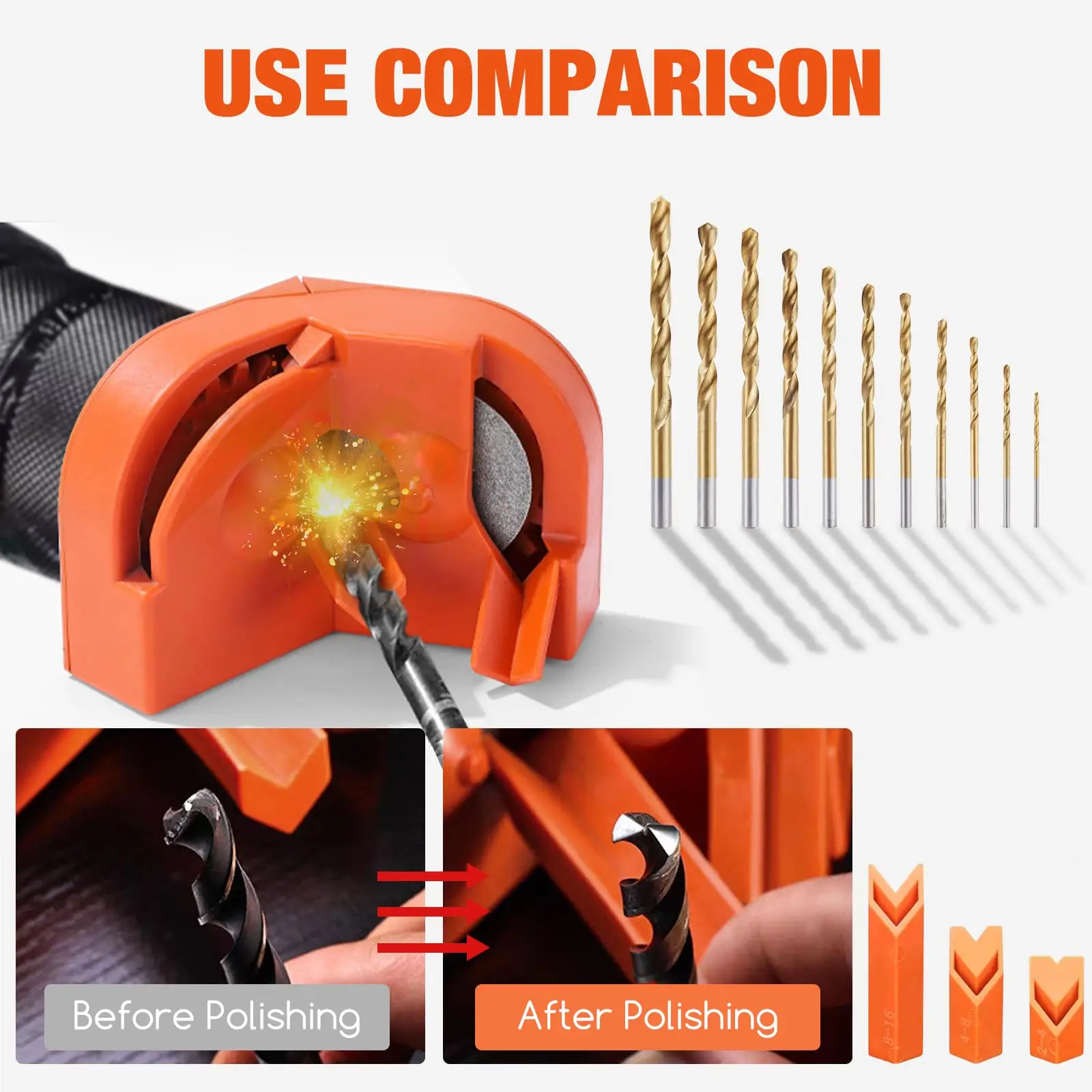 Drill Bit Sharpener Professional Metal drill sharpener Electric Drill Bit Sharpening Tool Multipurpose Double-sided Polishing