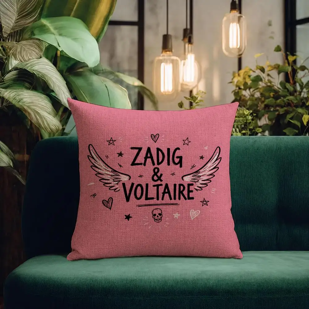Brand Z-Zadig & V-Voltaire Cushion Cover Natural Linen Pillowcase Set All-in-One Decor Cushion Cover for Sofa Bedroom Chair