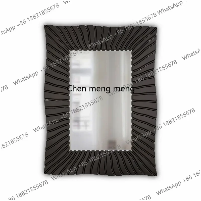 French square engraving pattern, makeup mirror, high-end living room background wall decorative mirror