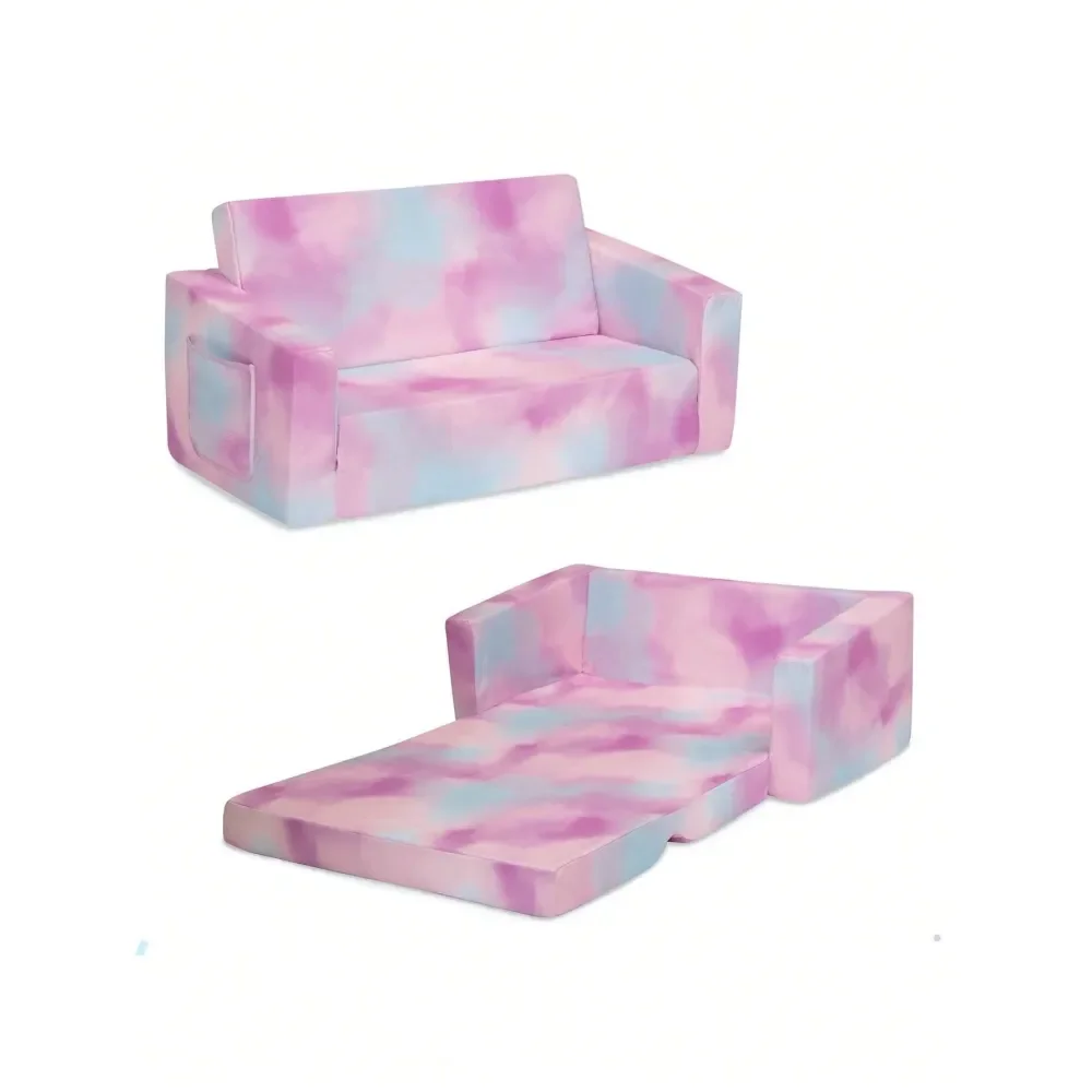 

2In1 Extra Wide Convertible Sofa To LoungerComfy Flip Open Couch Sleeper For , Pink Tie Dye,37149008