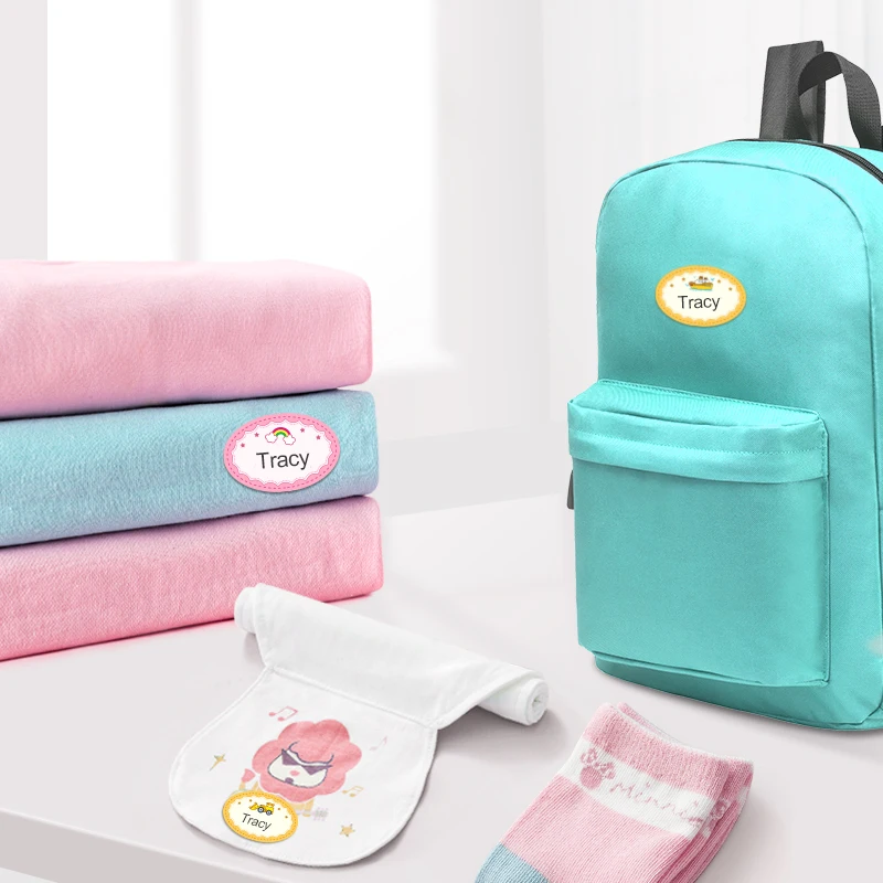 Nome personalizzato Molti stili Adesivo per uniforme da studente Borsa per abbigliamento per bambini Etichetta autoadesiva con nome personale