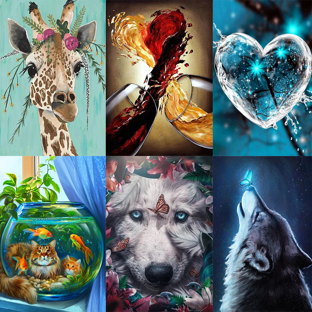 1pc 5D DIY Diamond Painting Kits Wild Animals Canvas Wall Art Crystal DIY Arts Painting Perfect For Home Wall Decor, Frameless