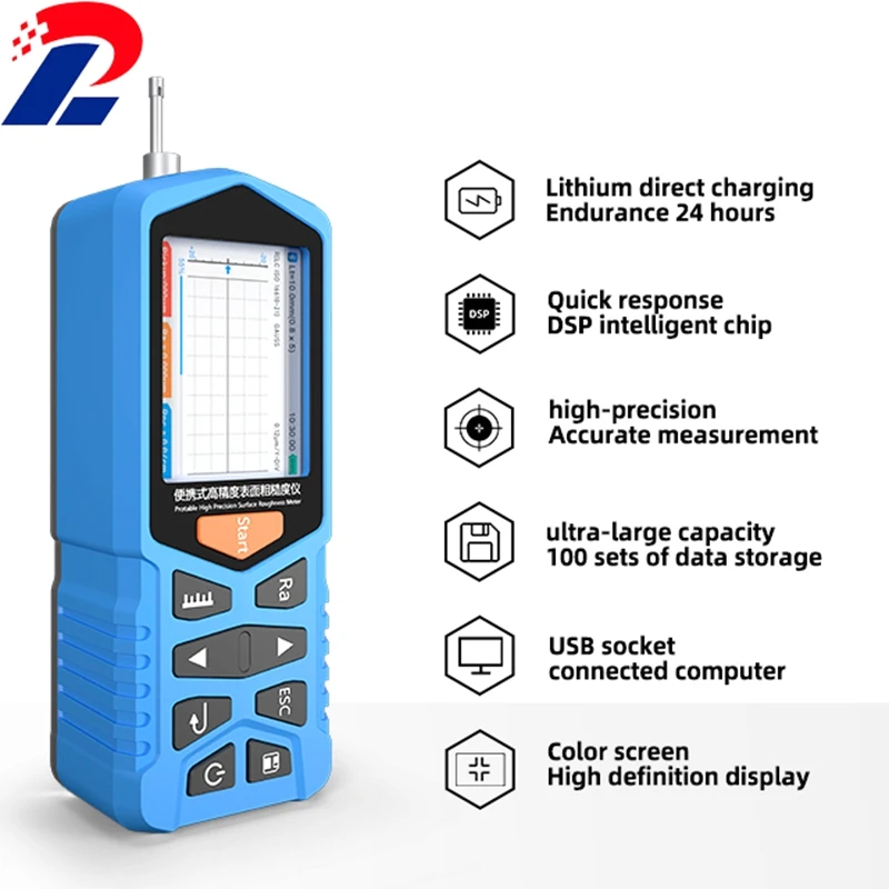 0.001um Digital Surface Roughness Tester OLED Display Real-time Surface Roughness Guage Data Connect PC Printer Precision Probe