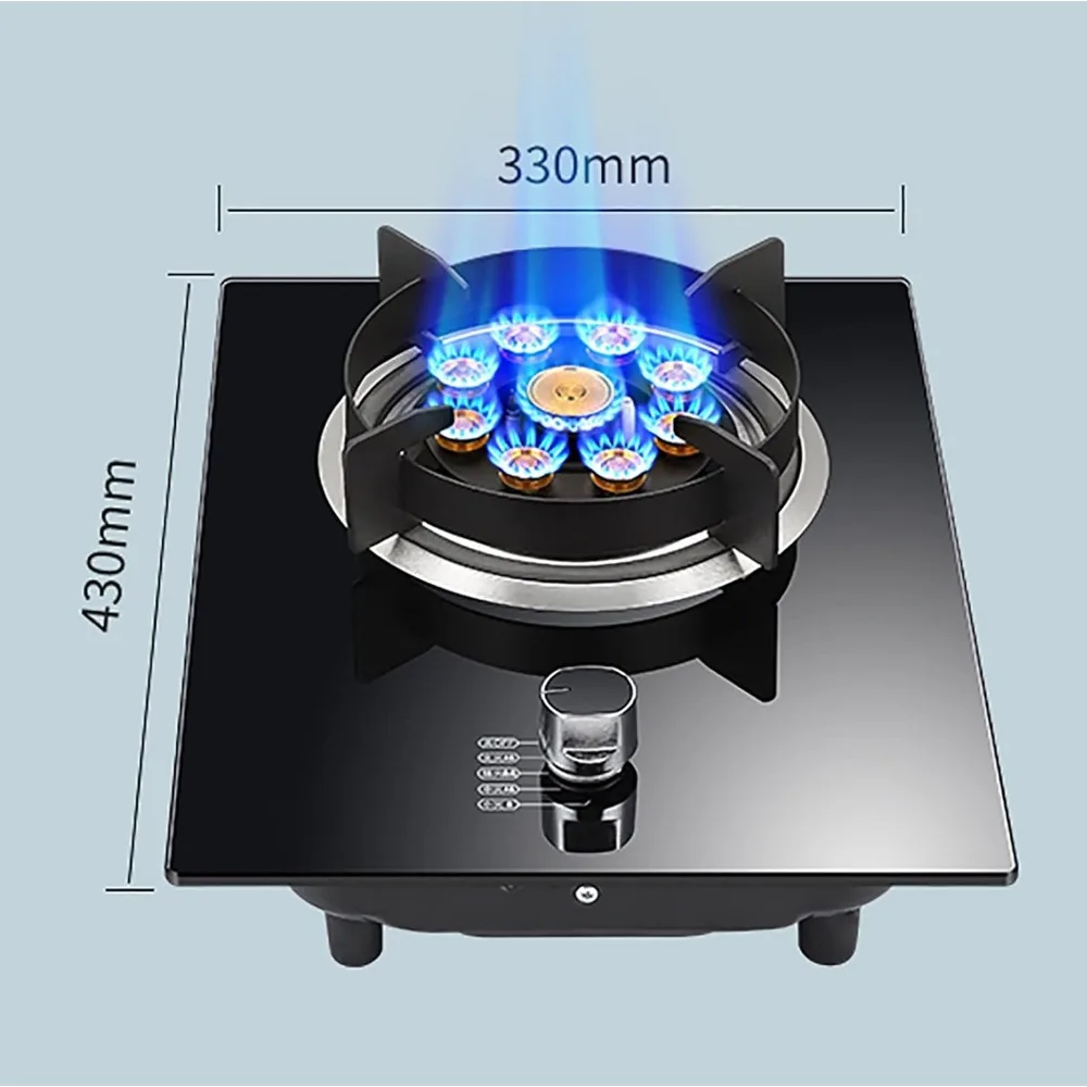 Gas cooktop Desktop Burner Cooker gas hob Built-in Kitchen Stove，Desktop Hob Cooking ， Black Tempered Glass/Stainless Steel Cook