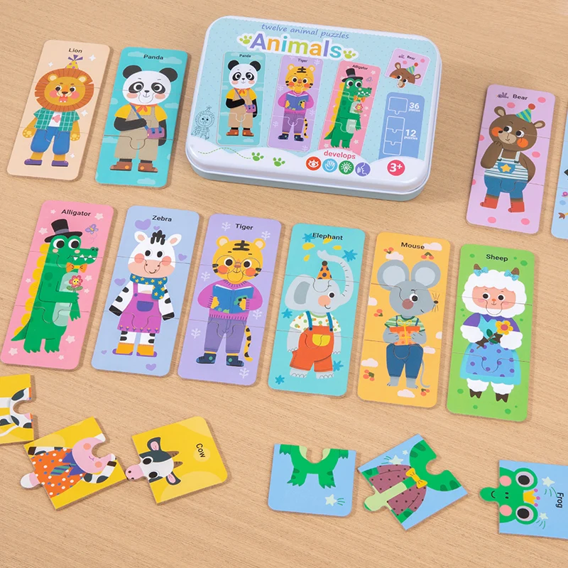 

Wooden Puzzle Toys For Children Cartoon Vehicle Animal Cognition Learning Wood Jigsaw Learning Educational Toy Kids Gift